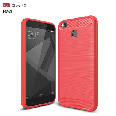 

Fivice Xiaomi Redmi 4X case Luxury brushed carbon fiber TPU soft shell