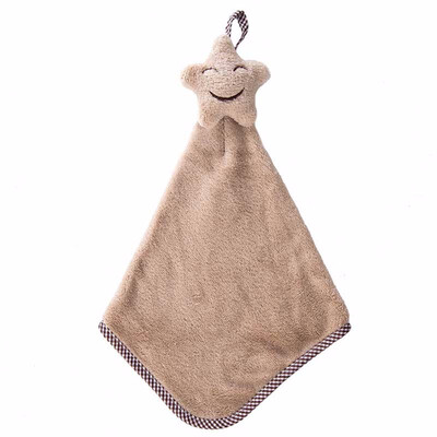 

Smiling Star Face Hanging Hand Towels Bathroom Kitchen Towel Coral Velvet Absorbent Cloth Dishcloths Kitchen Accessories