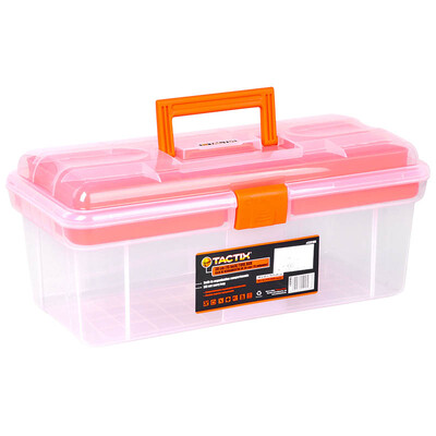 

Tactix 320105 Toolbox Household Large 38cm 15 &quot Transparent Plastic Art Box Art Toolbox Three-layer tool storage box