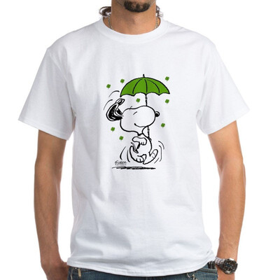 

CafePress - Snoopy Raining Clovers - 100 Cotton T-Shirt White