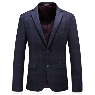 

Young&middle-aged mens business casual plaid suit jacket