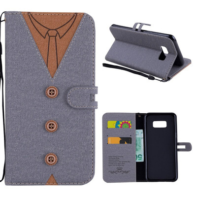 

MOONCASE Samsung Galaxy S8 stitching embossed mens leather case - gray