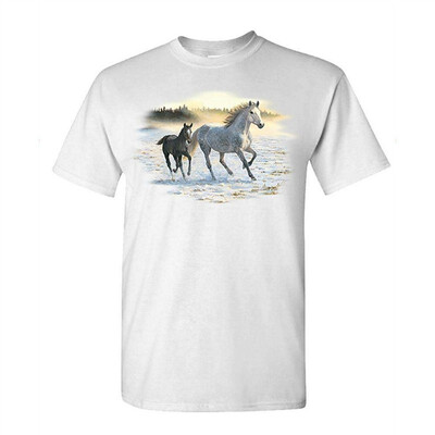 

Sunlit Mist Horses on The Beach foal mare - Mens Cotton T-Shirt