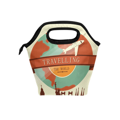 

Lunch Bag Tote Bag Earth Plane Statue Travel Picnic Organizer Lunch Holder Handbags Lunch Bag Box
