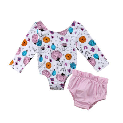 

2PCS Newborn Infant Baby Girls Outfit Clothes Romper Jumpsuit BodysuitPants Set