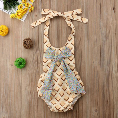 

Newborn Baby Girl Strap Romper Floral Bowknot Plaid Summer Clothes Outfits 6M-3Y