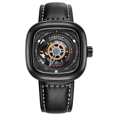 

Mens Watch Square Automatic Mechanical Turbine Clock Watch Mens Leather Waterproof Military Sports Watch