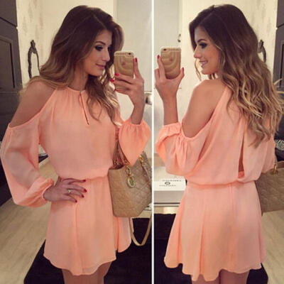 

Sexy Women Summer Casual Long Sleeve Party Evening Cocktail Short Mini Dress HE