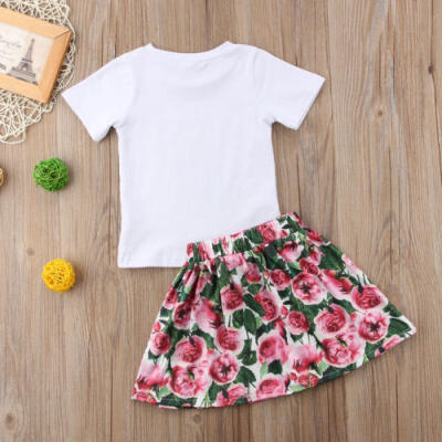

Summer 2PCS Baby Girls Kids T-shirt TopsSkirts mini Dress Outfits Clothes Set