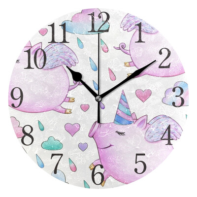 

Wall Clock Arabic Numerals Design Funny Piglets Round