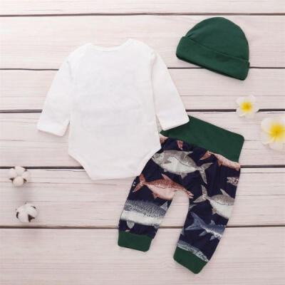 

Fashion Newborn Baby Boys Girl Top Animal Cotton Long Pants Hat Set Clothes