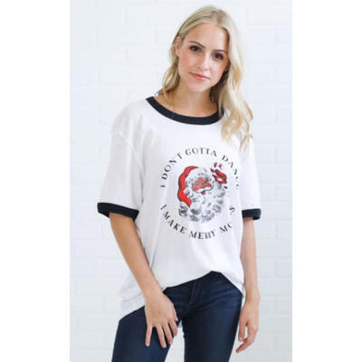 

US Women Christmas Short Sleeve Loose Shirts Casual Xmas Santa Cotton Shirt Tops