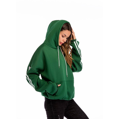 

Winter new bat hooded pullover pocket plus velvet padded sweater women