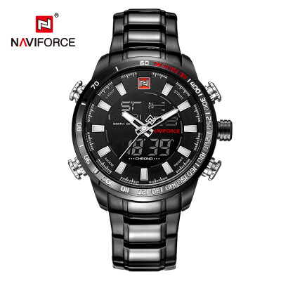 

NAVIFORCE Luxury Dual Display Digital Quartz Men Watch Stainless Steel Luminous Sports Watch Chronograph Water-Proof Man Clock G