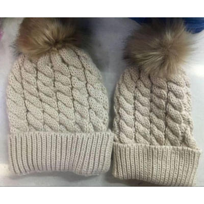 

US Seller Women Baby Warm Winter Knit Wool Beanie Fur Pom Bobble Hat Crochet Cap