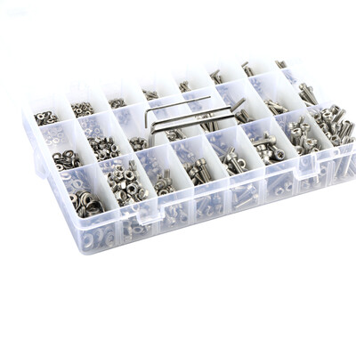 

1080pcs Stainless Steel Screw&Nut Hex Wrenches Flat Washer Assortment Set Kit with Storage Box