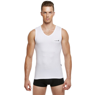 

PLAYBOY Playboy 7540 Men&39s Vest V-neck Male Vest Low-collar Elastic Cotton Lycra Sports Vest White XXXL