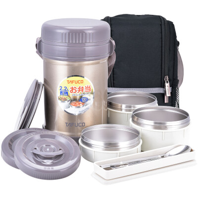 

Jingdong Supermarket] Taifu high (TAFUCO) lunch box stainless steel stew burning insulation lunch box cooker 2.2L T-2510 champagne gold gift package