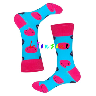 

LIONZONE Brand Designer Happy Socks Women Plus Size With Banana Pear Fruit Smiling face Patterns Coloured Unisex Crew Socks