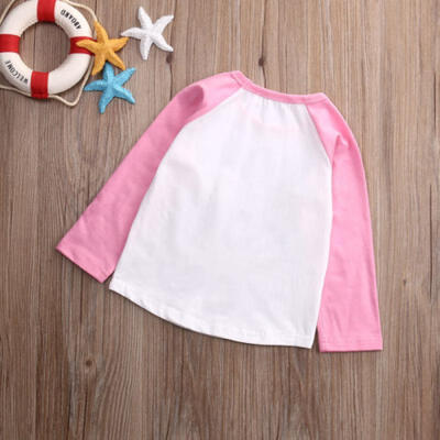 

Pink Black Toddler Kids Baby Girls Long Sleeves Clothes Cotton T-shirt Tops