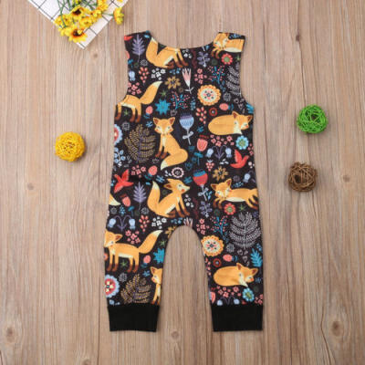 

US Stock Newborn Baby Girl Boy Fox Print Romper Jumpsuit Outfits Summer Clothes