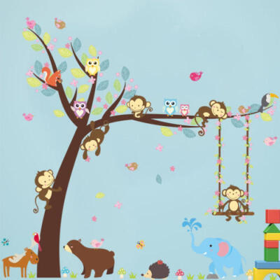 

Animal Cartoon Wall Decals Baby Nursery Kids Bedroom Stickers Art Decor Room QL