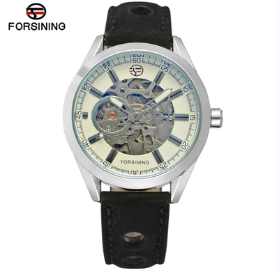 

Forsining Mens Casual Sport Watch Genuine Leather Top Brand Luxury Army Military Automatic Mens Wrist Watch Skeleton Clock