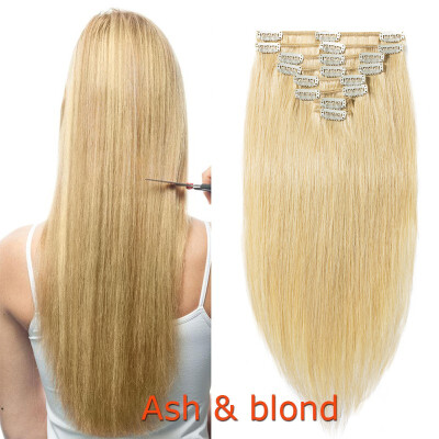 

100 Human Hair Real Thick Women Girls Long Straight Full Head Hair Extension Clip In Hair Extension