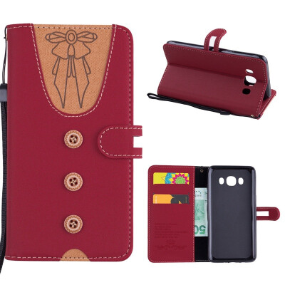 

MOONCASE Samsung Galaxy J5 2016 stitching embossed womens leather case - red