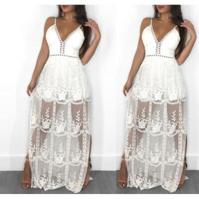 

Womens Boho Lace Maxi Dress Lady Evening Cocktail Party Beach Dress Sundress