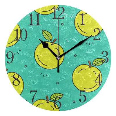 

Wall Clock Arabic Numerals Design Apple Green Round