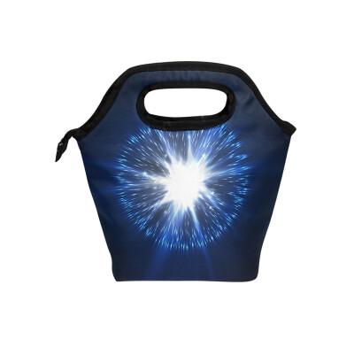 

Lunch Tote Bag Glowing Blue Ball Travel Picnic Insulated Lunch Handbags Portable Zipper Lunch Bag Box