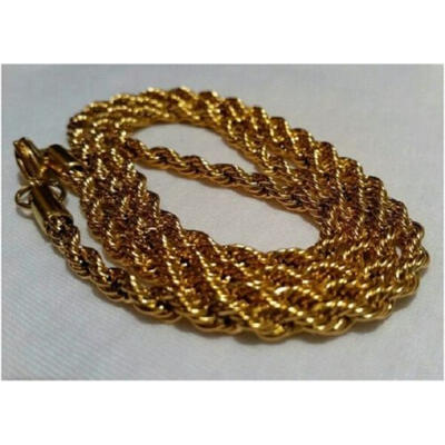 

6MM 18K Yellow Gold Plated Twisted Wrest Rope Chain Necklace Jewelry Gift 236