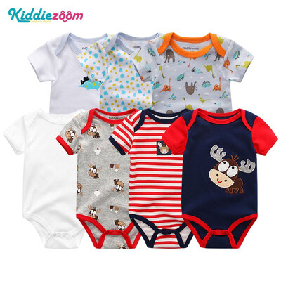 

7PCSLot Print Cartoon Baby Girls Clothes Bodysuits Clothing Sets Baby Boy Clothes Cotton Newborn Rompers Short Sleeve Babywear