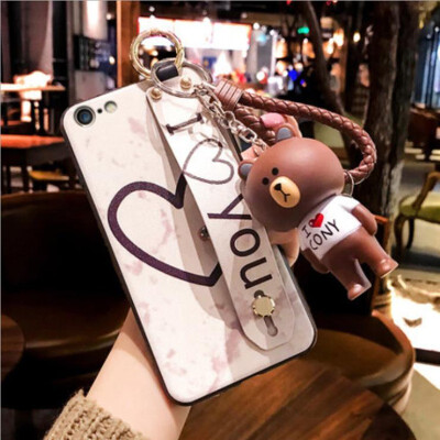 

For iPhone8 Plus Phone Cases 2018 new Arrival Fashion Covers Soft TPU With Wristband Kickstand Hand rope Small Bear case