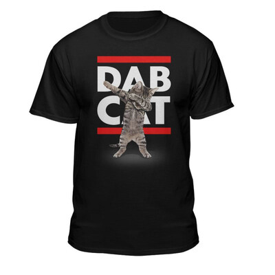 

DAB Cat Funny Mens Black Red & White T-Shirt