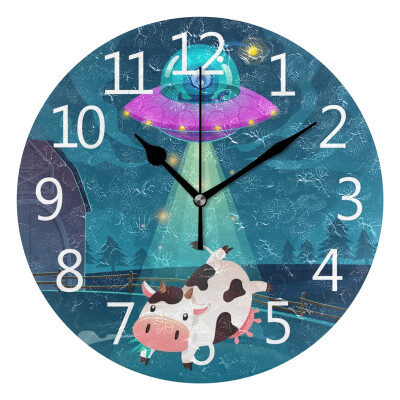 

Wall Clock Arabic Numerals Design Alien Catch The Cow Round