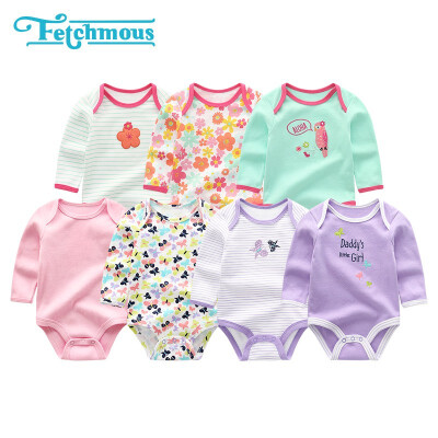 

7PCSLot Unicorn Full Sleeve Newborn Baby Girls Clothes Rompers Babywear Bodysuists One Pieces Baby Boys Clothes Cotton O-Neck