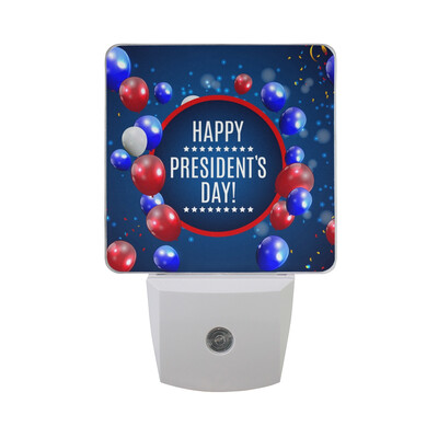 

ALAZA LED Night Light With Smart Dusk To Dawn SensorHappy Presidents Day Red Plug In Night Light