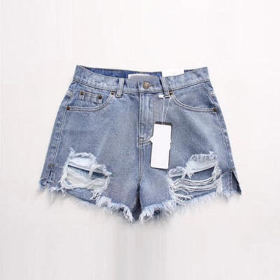 

Fashion Women Lady High Waist Ripped Tassel Hem Denim Jeans Mini Skirt YU