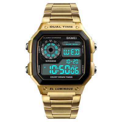 

SKMEI Sport Stainless Steel Men Watch 5ATM Water-resistant Digital Backlight Man Wristwatch Male Relogio Musculino Chronograph