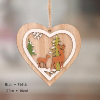 

3D Xmas Tree Pendants Hanging Wooden Christmas Decoration Home Party Decor Gift