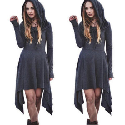 

Plus Size Lady Long Sleeve Hoodied Boho Women Party Bodycon Maxi Dress Clothing