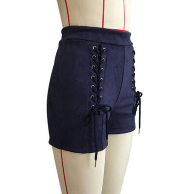 

Fashion Women High Waist Bandage Slim Mini Shorts Lace Up Club Hot Pants  M L
