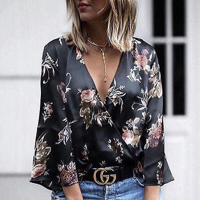 

Sexy Womens Long Sleeve Floral Vest T-Shirt Ladies Summer Tank Tops Blouse