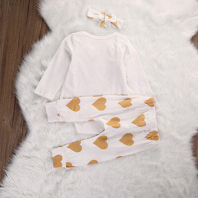 

Infant Boy Girl Heart Print Romper Pants 3pcs Baby Coming Home Outfits Set 0-18M