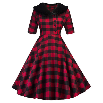 

Vintage Plaid Fit&Flare Dress
