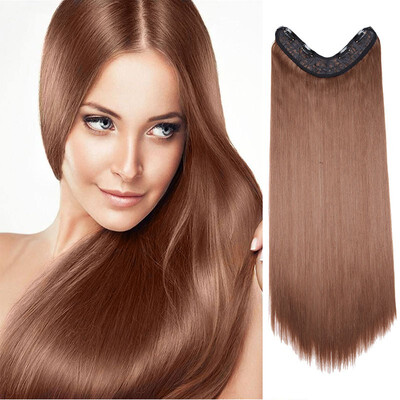

26" Inch Long Straight Hair U Part One Piece Clip In Hair Extension Synthetic Heat Resistant Hairpiece