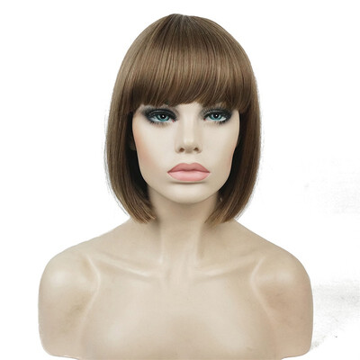 

StrongBeauty Short Bob Wig Point Part Bangs Full synthetic Wigs COLOUR CHOICES