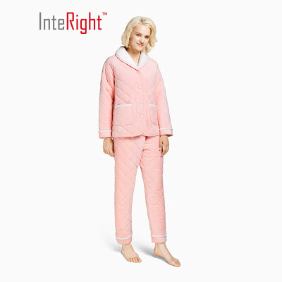 

INTERIGHT home service ladies babe velvet quilted padded warm home service suit light powder M